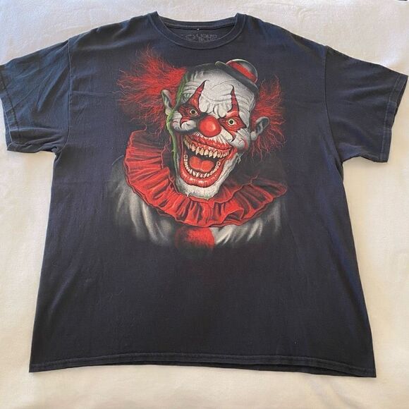 Liquid Blue Men's 2016 IT Movie The Clown Fantasy Scary Clown T-shirt Black XL - Picture 1 of 9